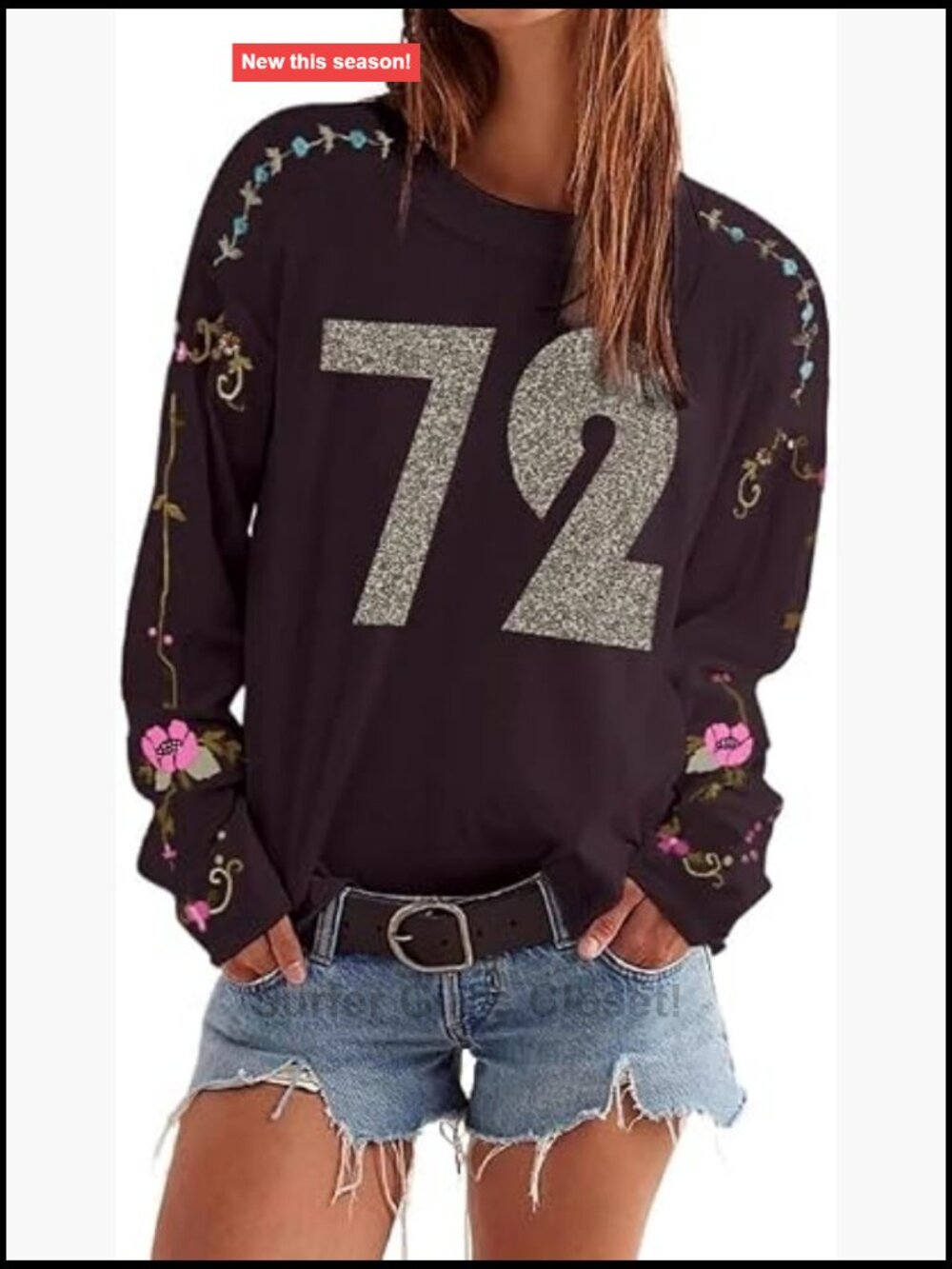 Y2K Oversized Graphic Sweater Women Floral Embroidery Long Sleeve Vintage